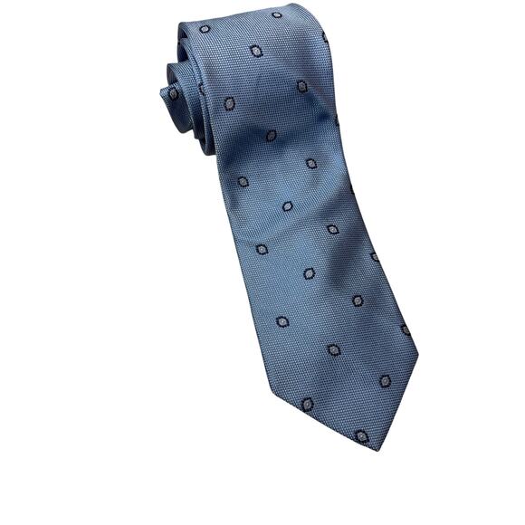 Brooks Brothers 346 Men’s Tie Geometric Blue pure Silk Made in USA Necktie - Picture 1 of 7